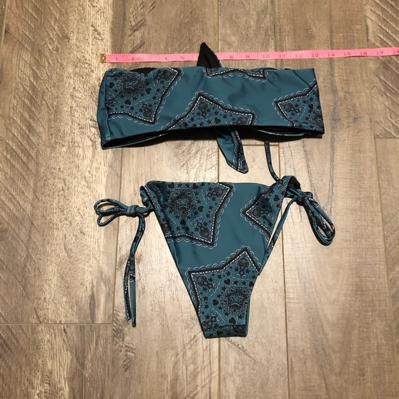 NWT SM Green black star heart bandeau bow string final price - Picture 5 of 9